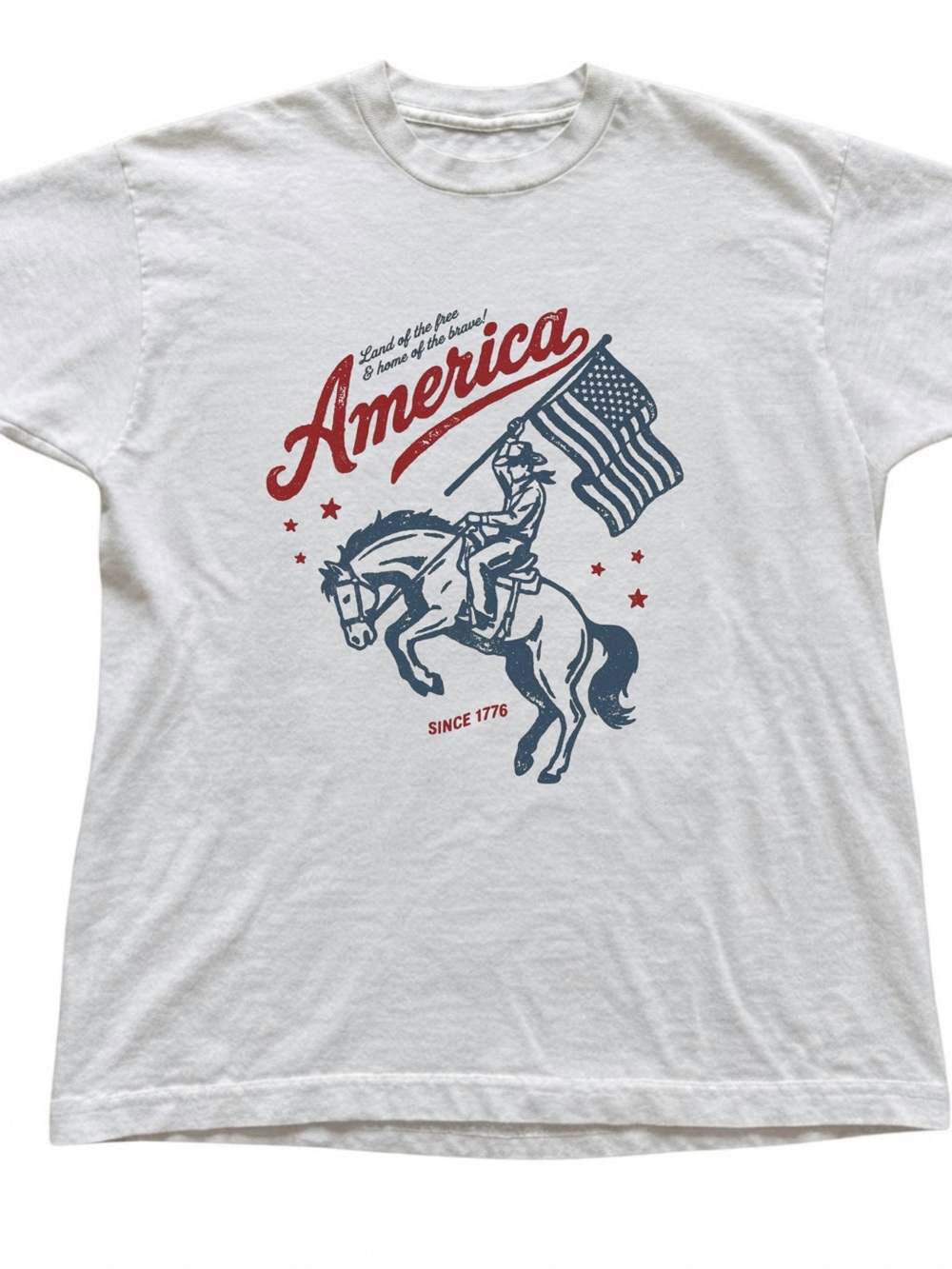 America Cowboy Flag Graphic Tee Gildan Heavyweight T-shirt